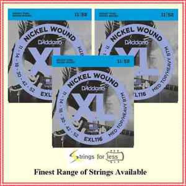 D&#039;Addario EXL116 - 3 Sets Nickel Wound Electric Guitar Strings, 11 - 52  EXL 116 #1 image