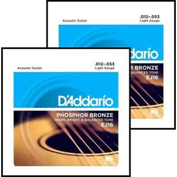 2 sets D&#039;Addario EJ16 Phosphor Bronze  Light Acoustic Guitar Strings 12 - 53 #1 image