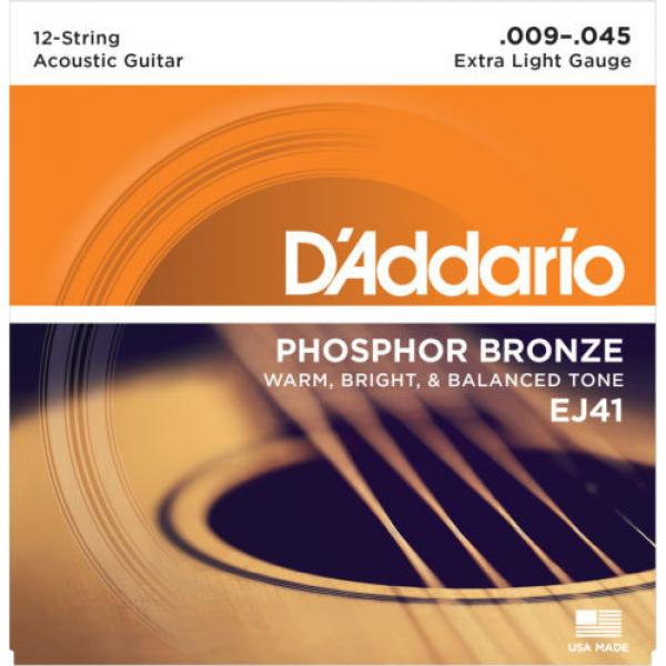 5 Sets D&#039;Addario EJ41 Phosphor Bronze 12 String Acoustic Extra Light 9-45 #1 image