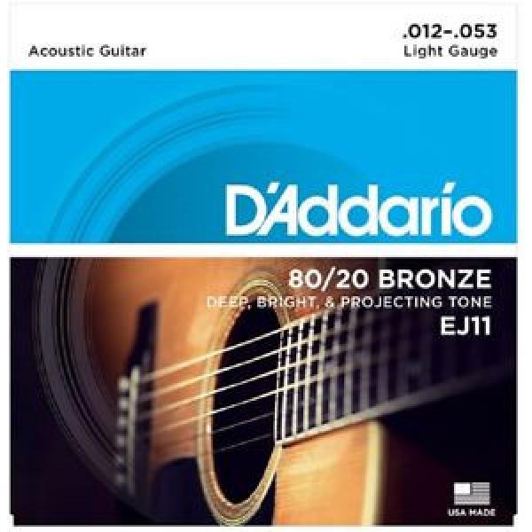 3 Sets D&#039;Addario EJ11 Light Acoustic Guitar Strings 80/20 Bronze 12-53 #1 image
