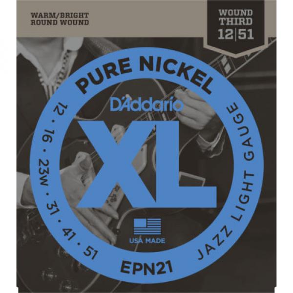 3 Sets D&#039;Addario EPN21 Pure Nickel Jazz Light 12-51 Electric Guitar Strings #1 image