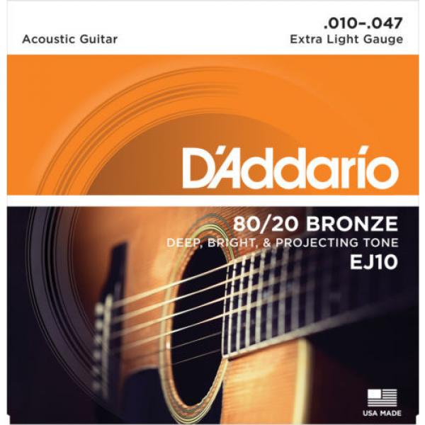 5 Sets D&#039;Addario EJ10 80/20 Bronze Acoustic Guitar Strings Extra Light 10-47 #1 image