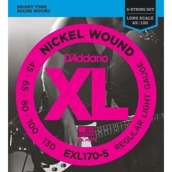 D&#039;addario XL 5 String Electric Bass Strings EXL170-5 Brigh TOne Round Wound #1 image