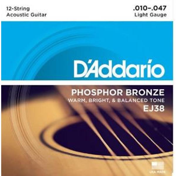 D&#039;Addario EJ38 12-String Phosphor Bronze Light 10-47 Acoustic Guitar Strings #1 image