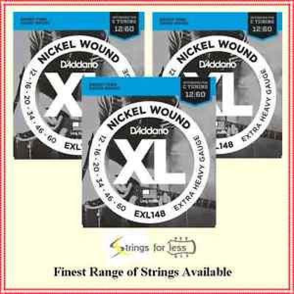 D&#039;Addario EXL148 - 3 Sets Nickel Wound Electric Guitar Strings, 12 - 60  EXL 148 #1 image