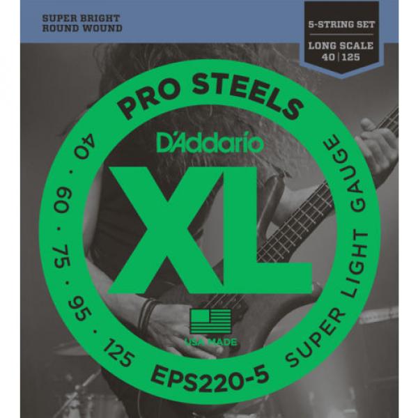 2 Sets D&#039;Addario Pro Steels EPS220-5 Super Light Gauge 5 String Bass Strings #1 image
