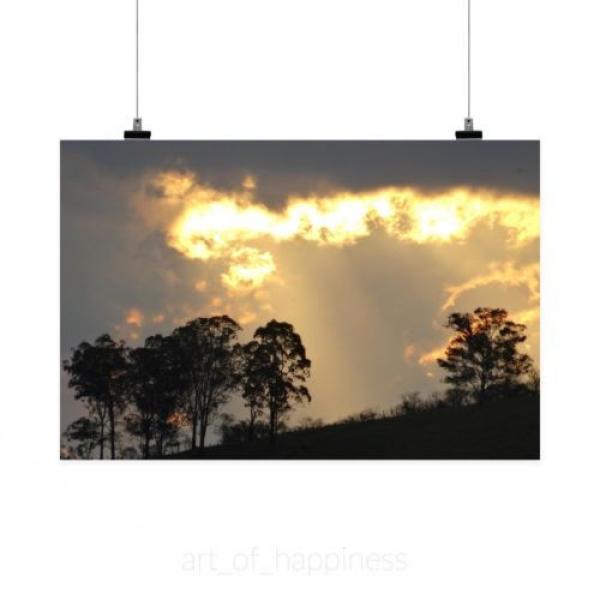 Stunning Poster Wall Art Decor Eventide Sunset Trees Flames 36x24 Inches #2 image