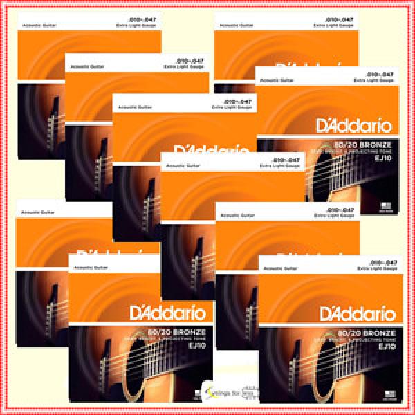 10 x D&#039;addario EJ10 80/20  Bronze Extra Light  Acoustic Guitar Strings 10 - 47 #1 image