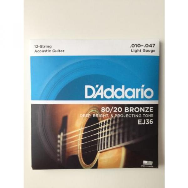 D&#039;Addario EJ36 80/20 12 String Bronze Acoustic Guitar Strings Light 10-47 #1 image