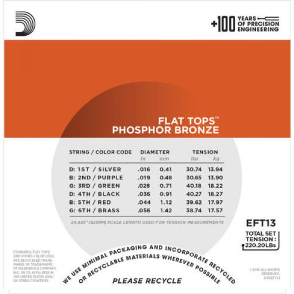 5 sets D&#039;Addario Flat Tops EFT13 Resophonic Acoustic Strings #3 image