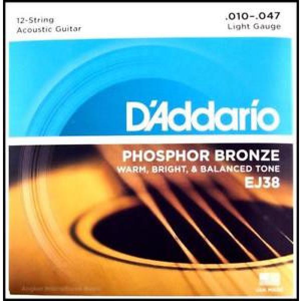 D&#039;Addario EJ38 12-String Phosphor Bronze Light Acoustic Guitar Strings 10 - 47 #1 image