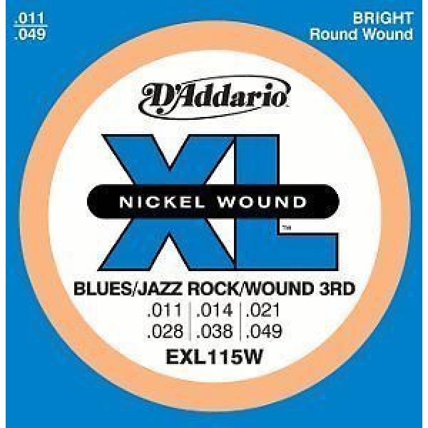 D&#039;Addario EXL115W 11-49 Blues/Jazz Rock/Wound 3rd Elec Guitar Strings New / #1 image