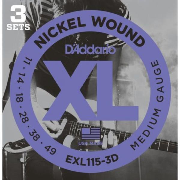 D&#039;Addario EXL115-3D XL Electric Guitar Strings Blues/Jazz Rock 11-49 3 Pack #1 image