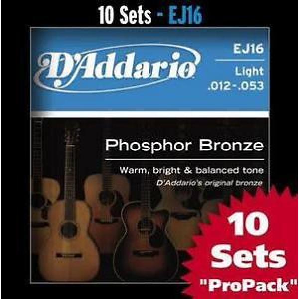 D&#039;addario Phosphor Bronze Acoustic Guitar Light EJ16 Strings - 10 Sets Pro Pack #1 image