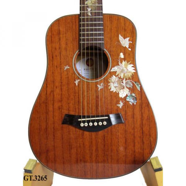 Butterfly Inlaid Solid Mahogany 6 Strings Handmade Travel Acoustic Guitar GT3265 #1 image