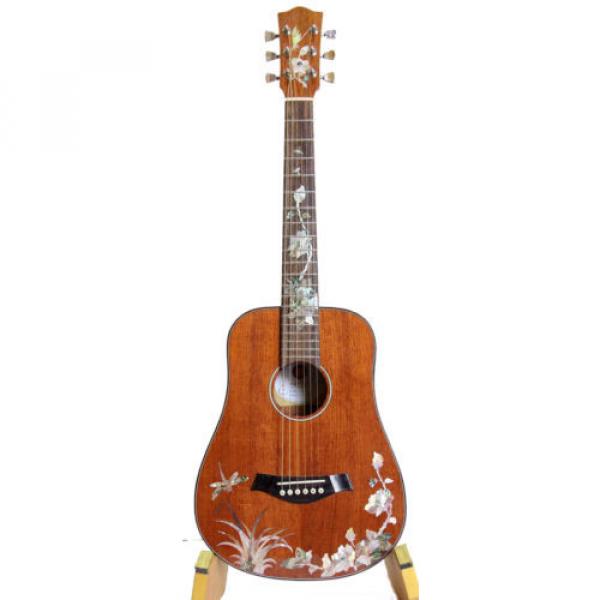 Dragonfly Inlaid Solid Mahogany 6 Strings Handmade Travel Acoustic Guitar GT3281 #3 image