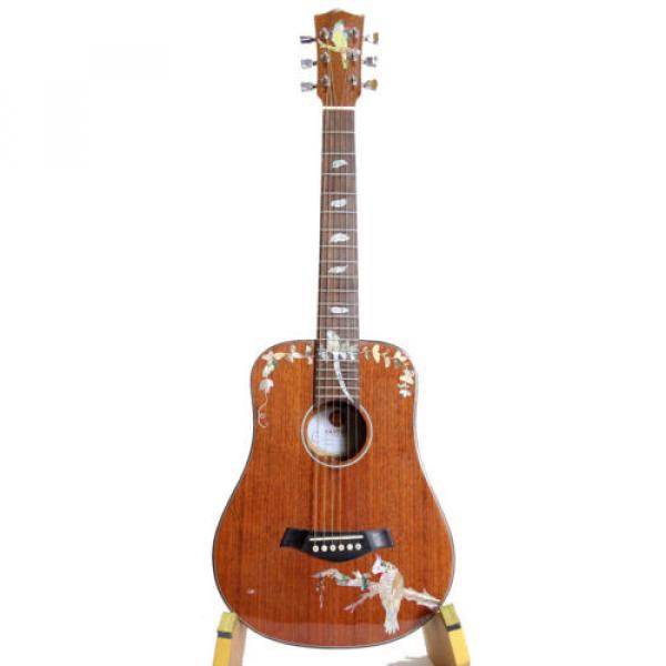 Parrot Inlaid Solid Mahogany 6 Strings Handmade Travel Acoustic Guitar GT3285 #2 image