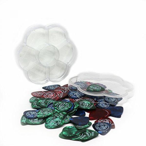Guitar Picks Pack Assorted, Travel Storage Box Of 100 Acoustic Or Electric Pi... #3 image
