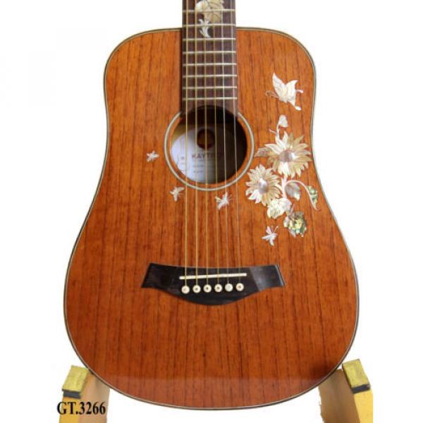 Butterfly Inlaid Solid Mahogany 6 Strings Handmade Travel Acoustic Guitar GT3266 #1 image