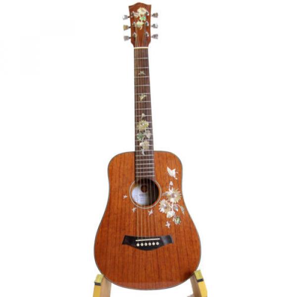Butterfly Inlaid Solid Mahogany 6 Strings Handmade Travel Acoustic Guitar GT3266 #3 image