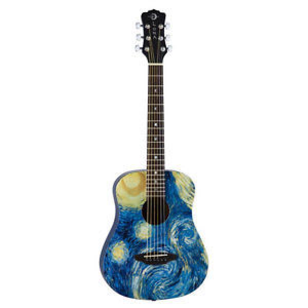 Luna SAFSTR Safari Starry Night  Satin Finish 3/4 Travel Acoustic Guitar w/ Bag #1 image