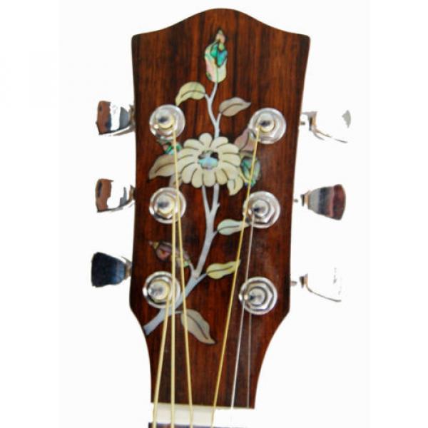 Flower Inlaid-Solidwood Mahogany 6 Strings Handmade Travel Acoustic Guitar 3257 #3 image