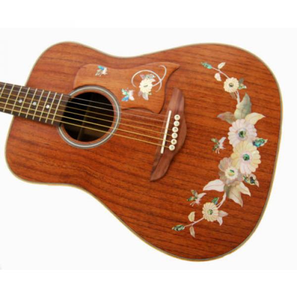 Antonio-Flower Inlaid Solidwood Mahogany 6 Strings Handmade Travel Guitar GT3258 #4 image