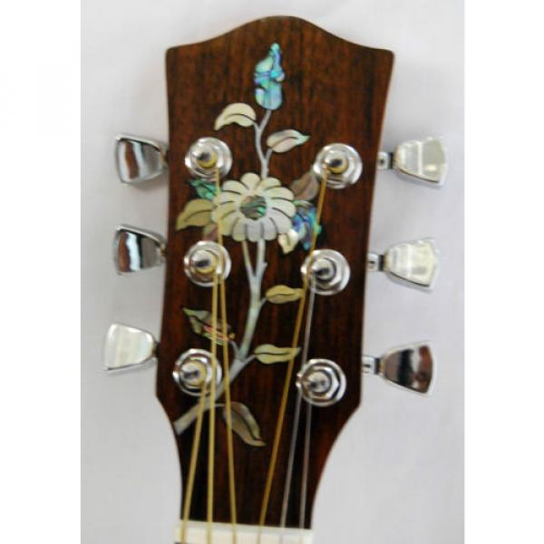 Antonio-Flower Inlaid Solidwood Mahogany 6 Strings Handmade Travel Guitar GT3258 #5 image