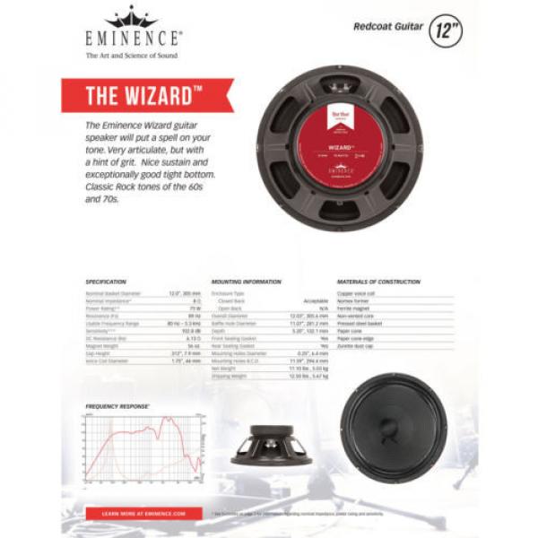 Eminence The Wizard 12&#034; Guitar Speaker Red Coat 8ohm 75W RMS 103dB Replacement #7 image
