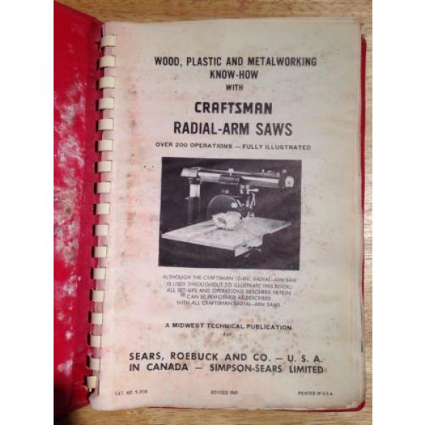 Craftsman Radial-Arm Saw Manual 9-2938 revised 1969 Sears, Roebuck &amp; Co Vintage #2 image