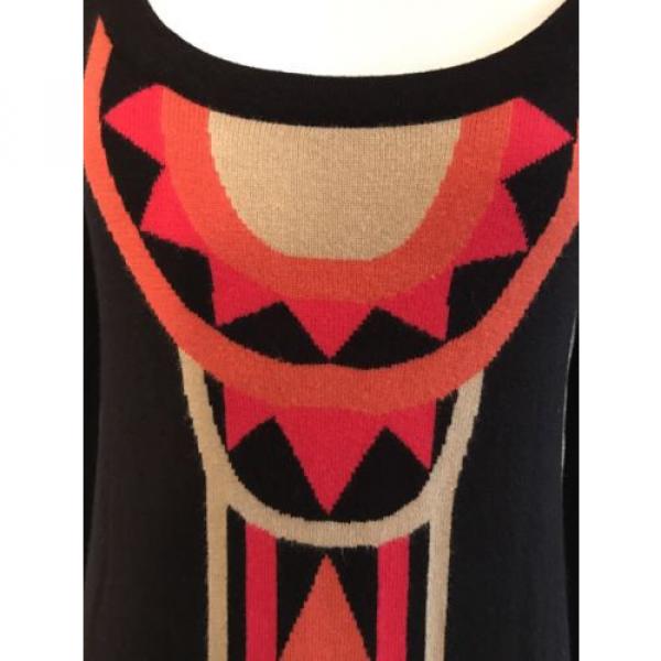 H&amp;M Tribal Aztec Geometric Radial Print Knit Sweater Tunic Mini Dress Black XS #2 image