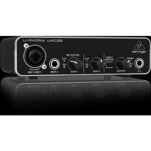 BEHRINGER U-PHORIA UMC22 2x2 USB audio interface for recording microphones #6 image