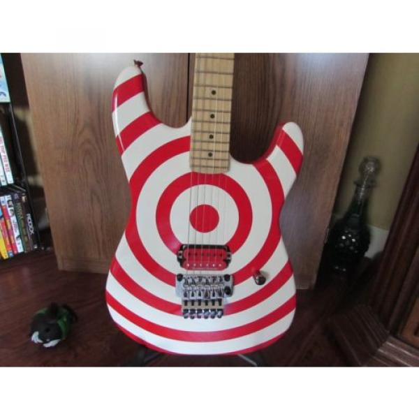 Charvel-Like Red and White Bullseye Guitar with hard shell case #1 image