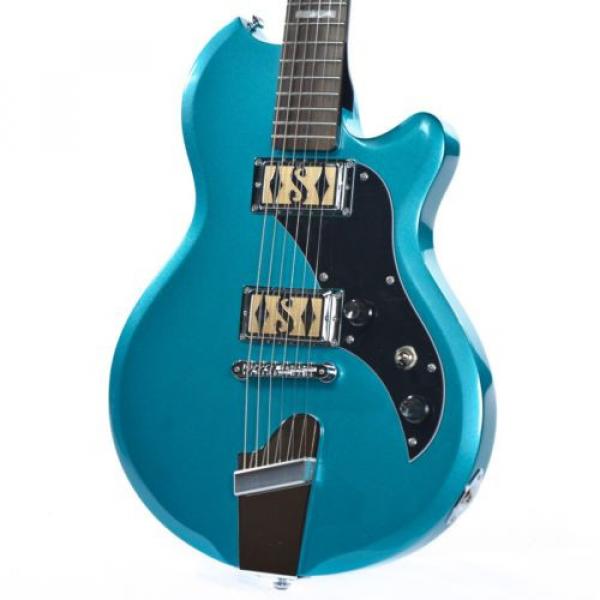 Supro Westbury 2020TM Electric Guitar Turquoise Metallic solid Dbl PU #2 image
