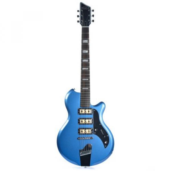 Supro Hampton 2030BM Electric Guitar Ocean Blue Metallic solid triple PU #2 image