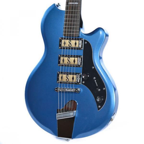 Supro Hampton 2030BM Electric Guitar Ocean Blue Metallic solid triple PU #4 image