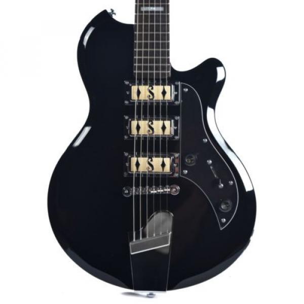 Supro Hampton 2030JB Electric Guitar Jet Black solid triple PU #1 image