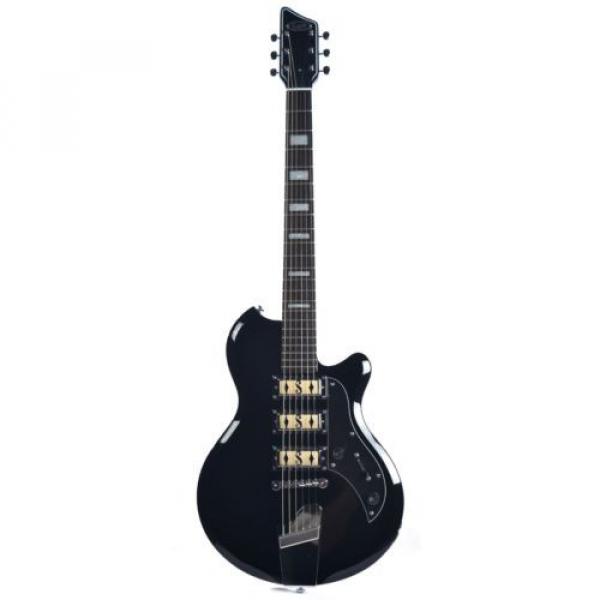 Supro Hampton 2030JB Electric Guitar Jet Black solid triple PU #2 image