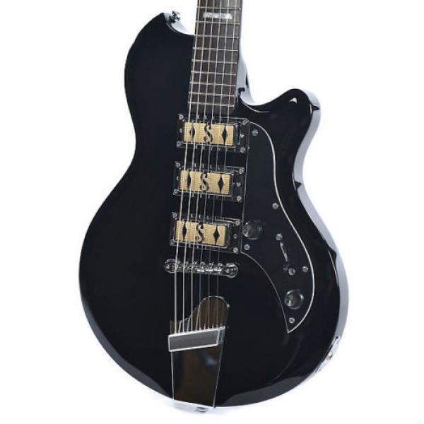 Supro Hampton 2030JB Electric Guitar Jet Black solid triple PU #4 image