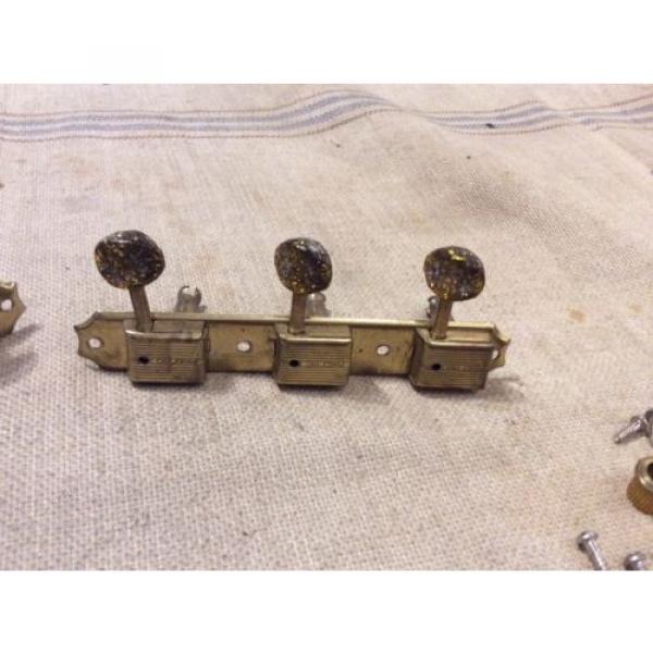 Vintage 1950&#039;s Kluson Deluxe Gold Guitar Tuners-Tuning Keys w/Sparkle Buttons #5 image
