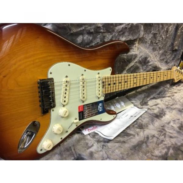 Fender American Elite Maple Stratocaster Electric Guitar  Tobacco Sunburst #2 image