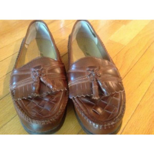 Deer Stags SUPRO Brown Leather Tassel Woven Loafers Slip On Mens 10M #2 image
