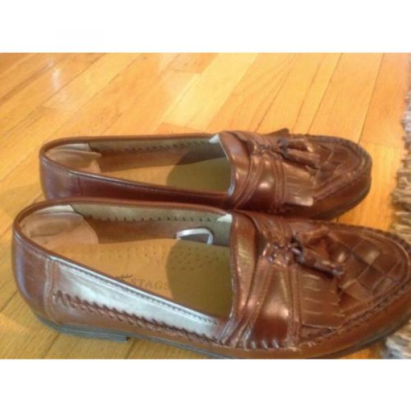 Deer Stags SUPRO Brown Leather Tassel Woven Loafers Slip On Mens 10M #3 image