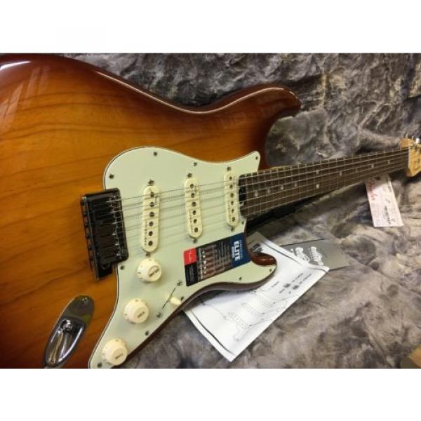 Fender American Elite Maple Stratocaster Electric Guitar  Tobacco Sunburst #2 image