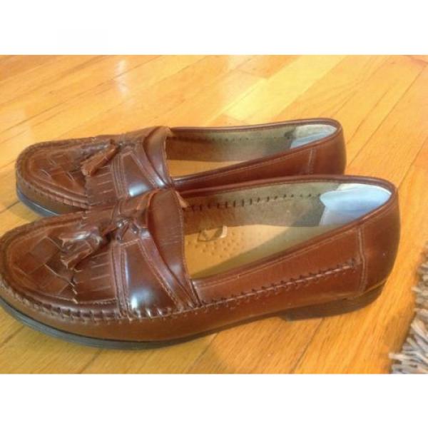 Deer Stags SUPRO Brown Leather Tassel Woven Loafers Slip On Mens 10M #5 image