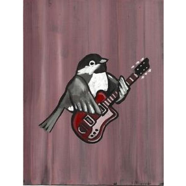 Chickadee Supro Guitar Bird Blues Freak Folk Punk Rock Pop Lowbrow Art Painting #1 image