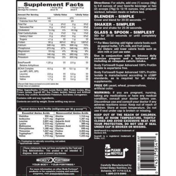 Body Fortress Super Advanced Protein Isolate Vanilla Dietary Supplement, 21 oz #2 image