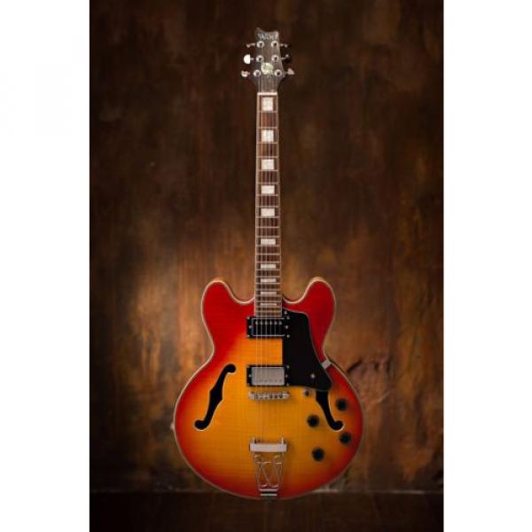 Wolf KSA50 Cherry Burst Semi-Hollowbody (ES-335 style)Elec Guitar w/ Gigbag #3 image