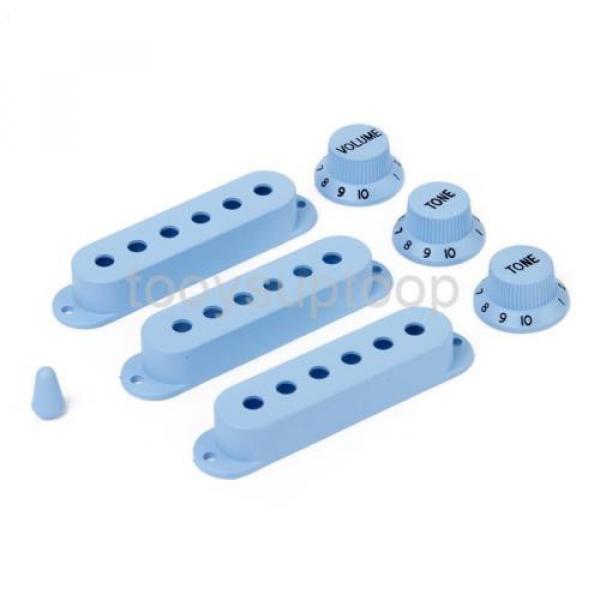 Sky Blue Pickup Covers Volume Tone Knob Switch Tip Set for Strat Guitar #1 image