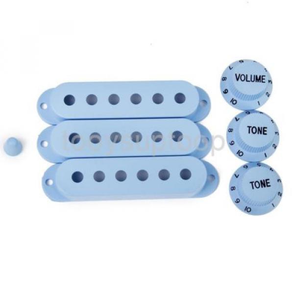 Sky Blue Pickup Covers Volume Tone Knob Switch Tip Set for Strat Guitar #2 image